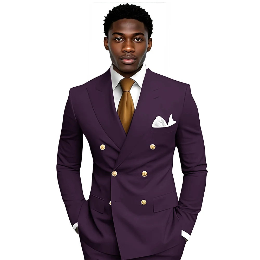 Business Men's Suit 2-piece Double-breasted Blazer Pants Wedding Groom's Tuxedo Gentleman's Evening Dress Tailor-made Mens Suits