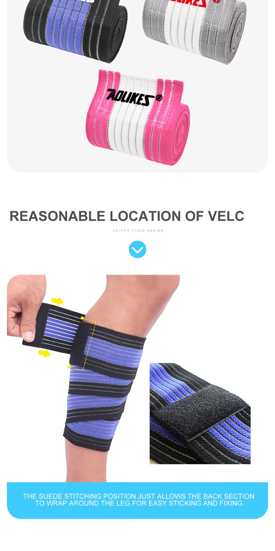 AOLIKES 1PC 40-180CM Elastic Bandage Compression Knee Support Sports Strap Knee Protector Bands Ankle Leg Elbow Wrist Calf Brace