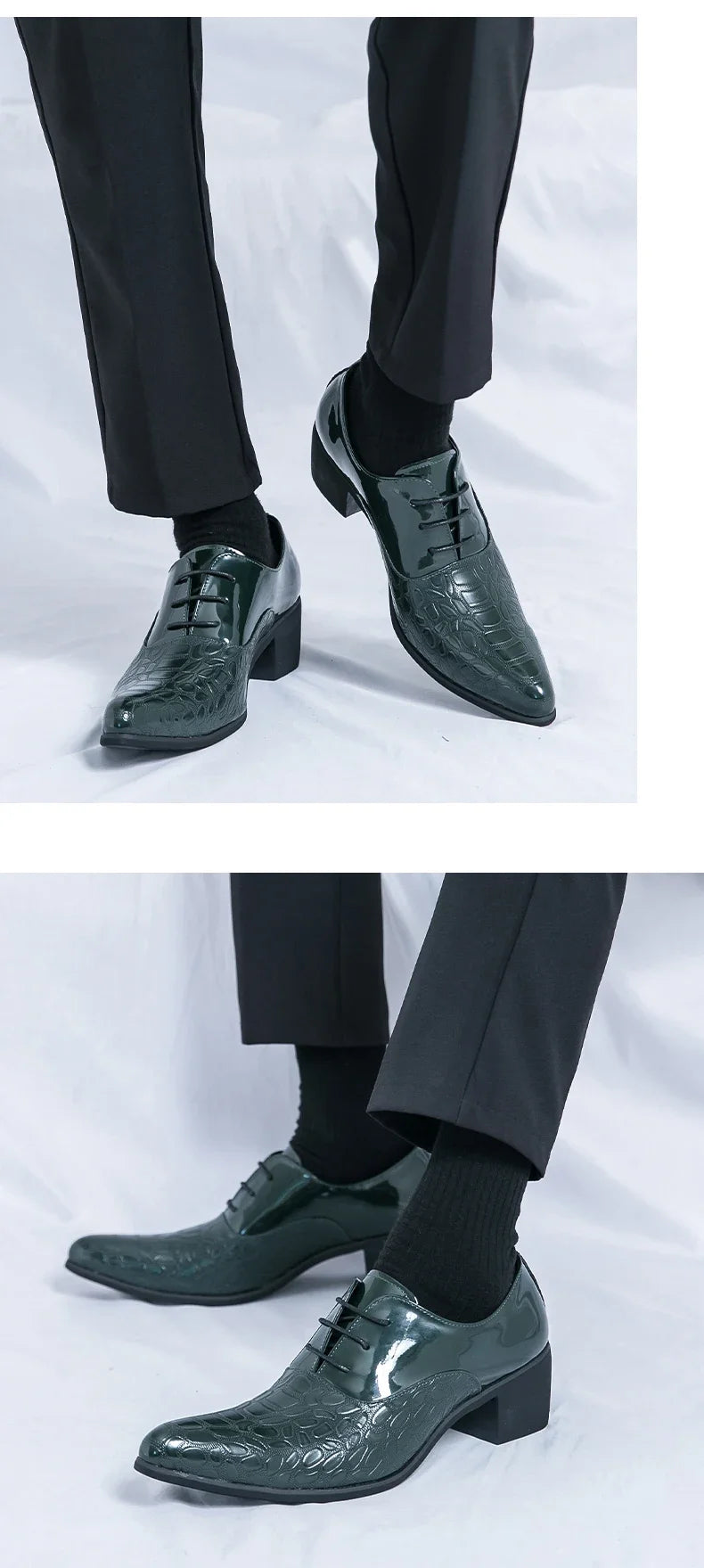 Luxury Multiple Colors High Heel Men's Shoes Fashion Moccasin Man Wedding Shoes Groom Designer Pointed Toe Leather Dress Oxfords