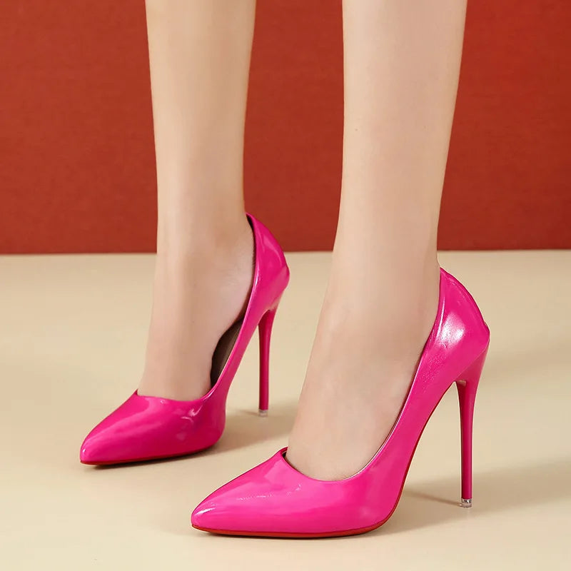 Women's Shoes Red Sole High Heels Sexy Pointed Toe 12cm Pumps Stiletto Women Wedding Shoes Plus Size Dress High Heels Tacones