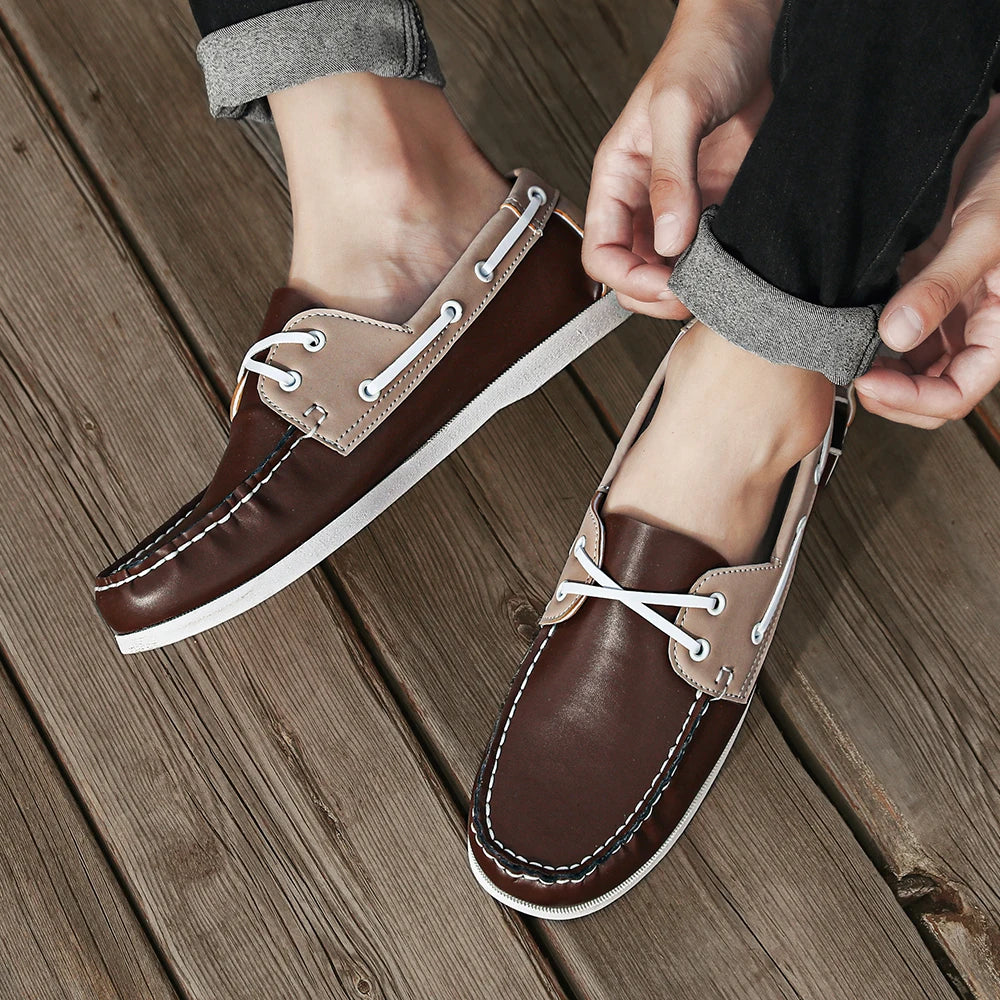 Men's Trendy Apron Toe Loafer Shoes, Slip On Comfy Non Slip For Outdoor Walking Traveling, Spring And Summer