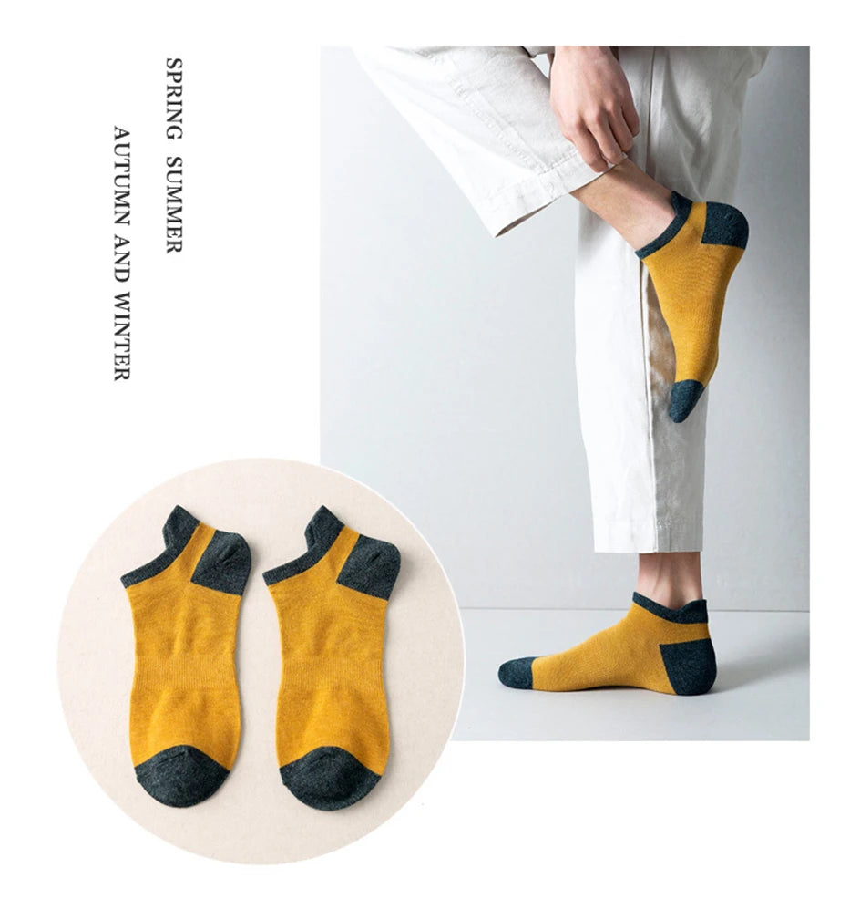 5 Pairs High Quality Cotton Men Short Socks Breathable Casual Spring Summer Crew Ankle Low-Cut Fashion Non-slip Sock for Male