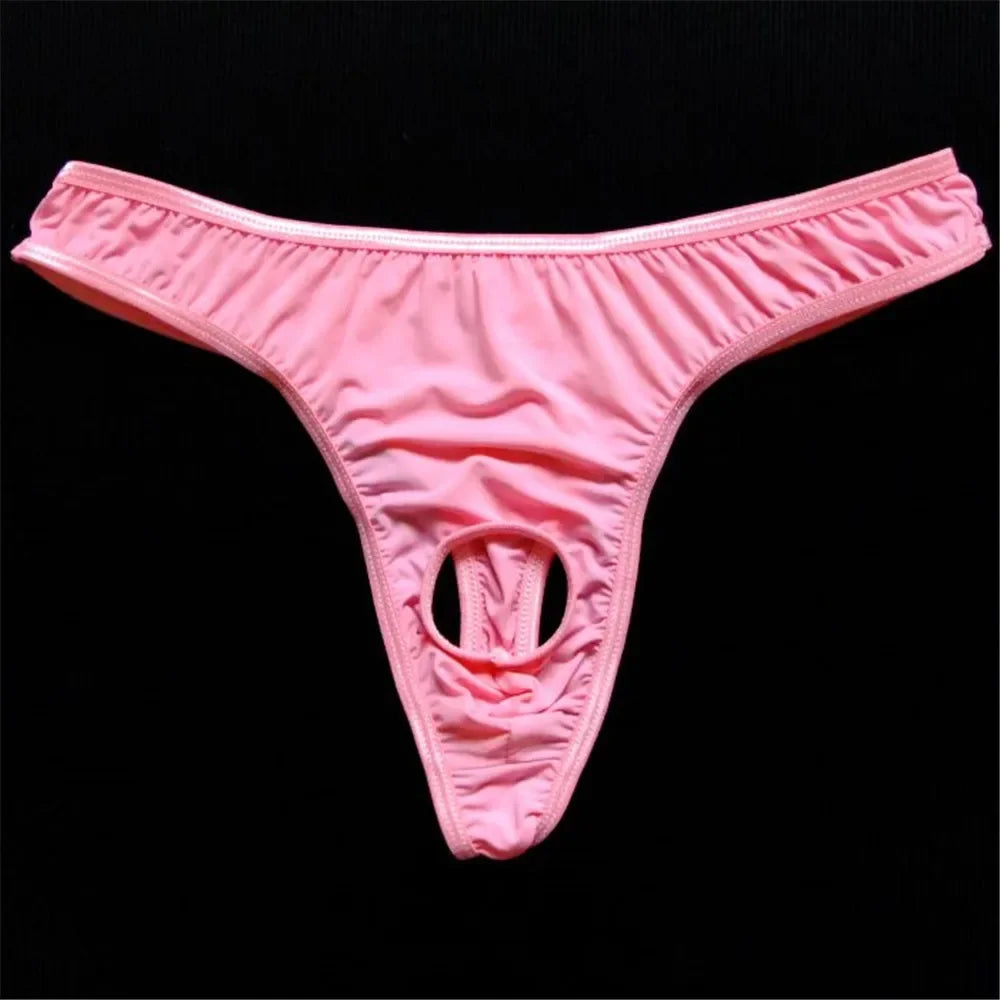 Translucent Nylon Thong Men Jockstrap Gay Lingerie Cock Hole Mens String Bikini Homme Men's Erotic Tanga Gay Wear