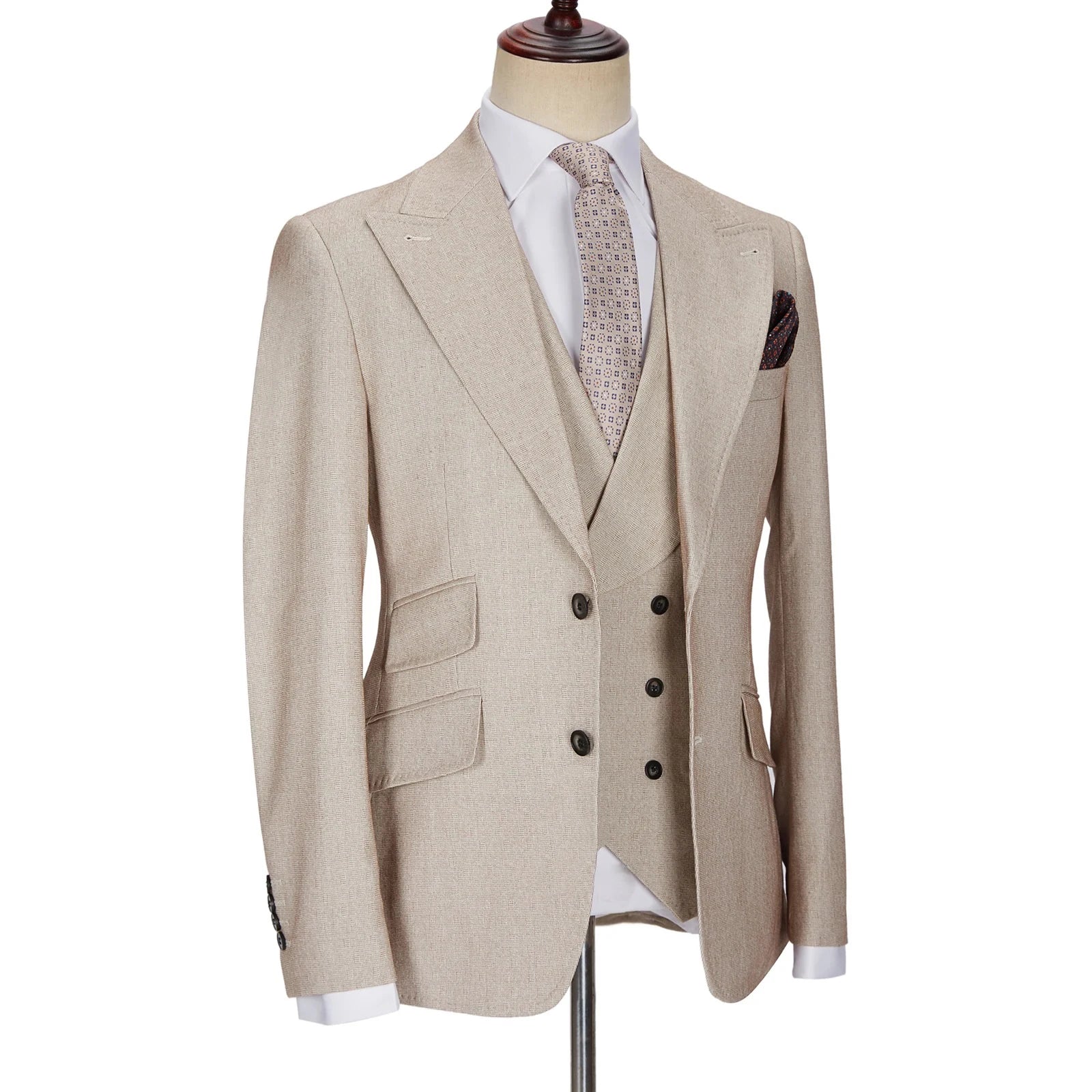 New Men Suits Set Tuxedos Wedding Dress Casual Blazer Jacket Vest Pants Tailor-Made Clothes Costume Homme
