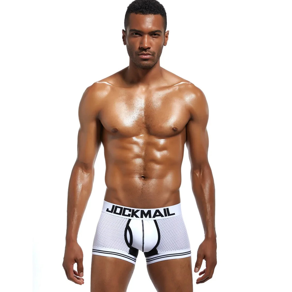 JOCKMAIL Men Underwear Boxes Mesh Quick Drying Ice Silk Breathable Youth Fashion Calzoncillos Sexy Am Gosteren Killer Sansursuz