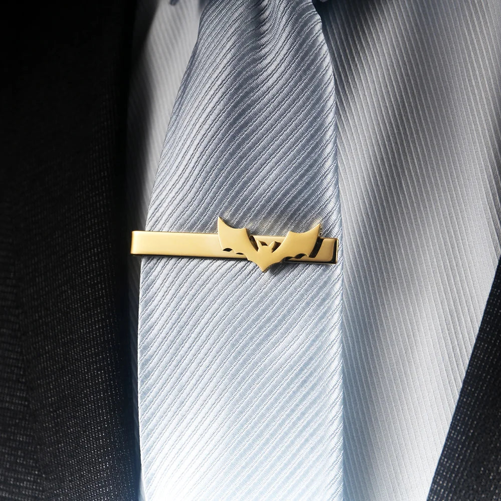 Fashion Stainless Steel Bat Tie Clip For Men Vintage Gothic Animals Tie Clip Suit Accessories Halloween Jewelry Gifts For Dad