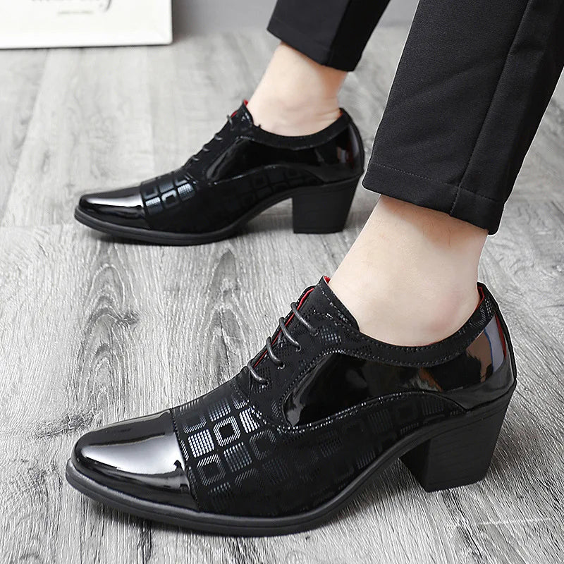 Men Formal Shoes High Heels Business Dress Shoes Male Oxfords Pointed Toe Formal Shoe for Man Luxury Wedding Party Leather Shoe