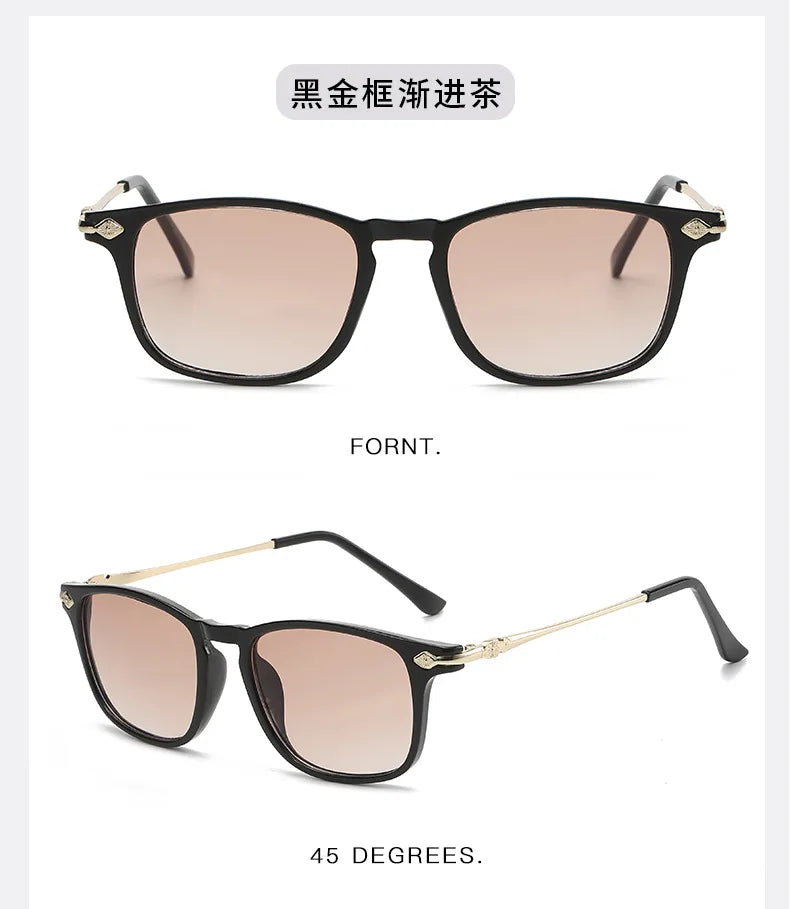 Bifocal Presbyopic Glasses HD Anti Blue Light Large Frame Presbyopia Glasses Resin Lens Sunglasses Bifocus Reading Glasses Men