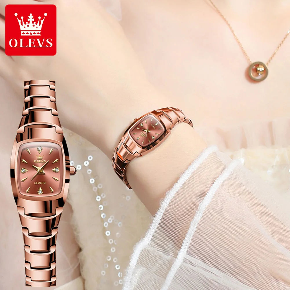 OLEVS 7006 Women's Watches Top Brand Elegance Quartz Montres Femmes Waterproof Tungsten Steel Case Strap Luminous Date Watch