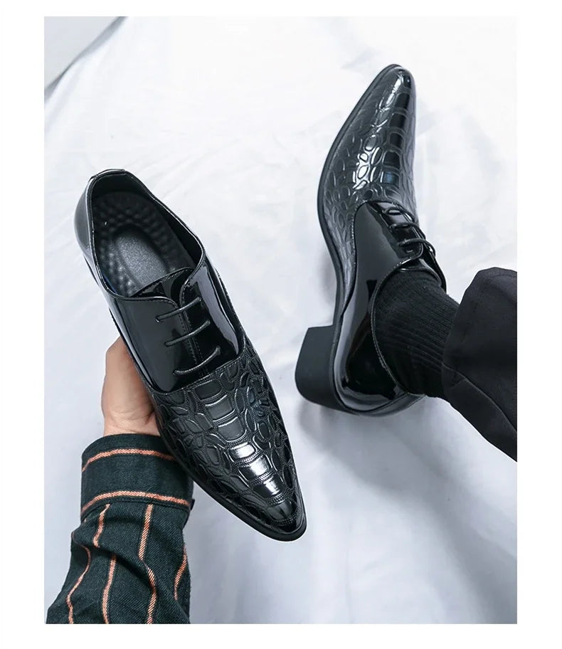 Luxury Multiple Colors High Heel Men's Shoes Fashion Moccasin Man Wedding Shoes Groom Designer Pointed Toe Leather Dress Oxfords