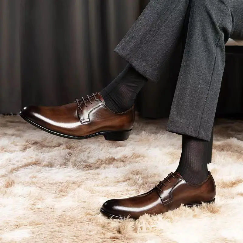 Leather Shoes for Men Luxury Business Men's Shoes High Quality Casual Oxford Dress Shoes Male Lace-Up Office Wedding Formal Shoe
