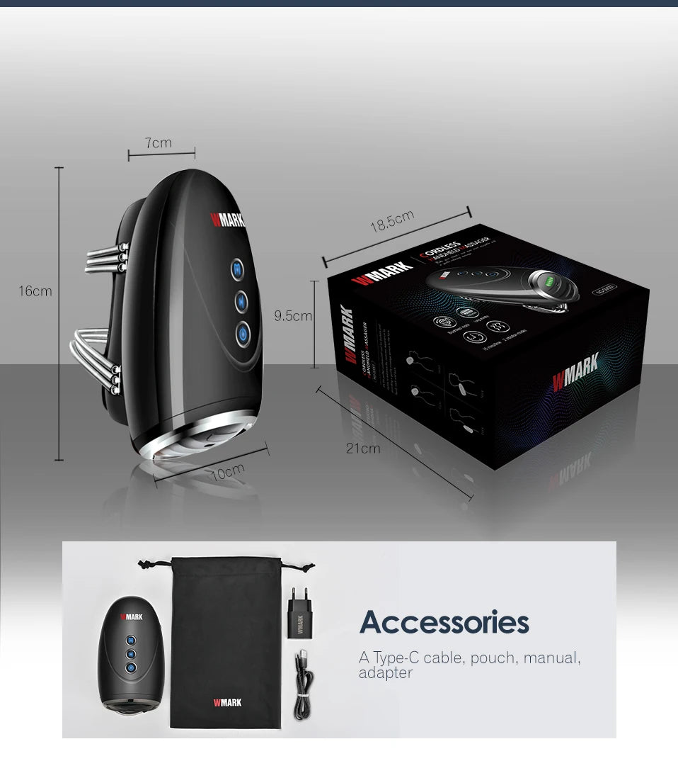 NEW!!!WMARK NG-SM001 Barber Massager Handheld, Cordless Handheld Massager Barber Use, 2600MAH Face Massager Scalp