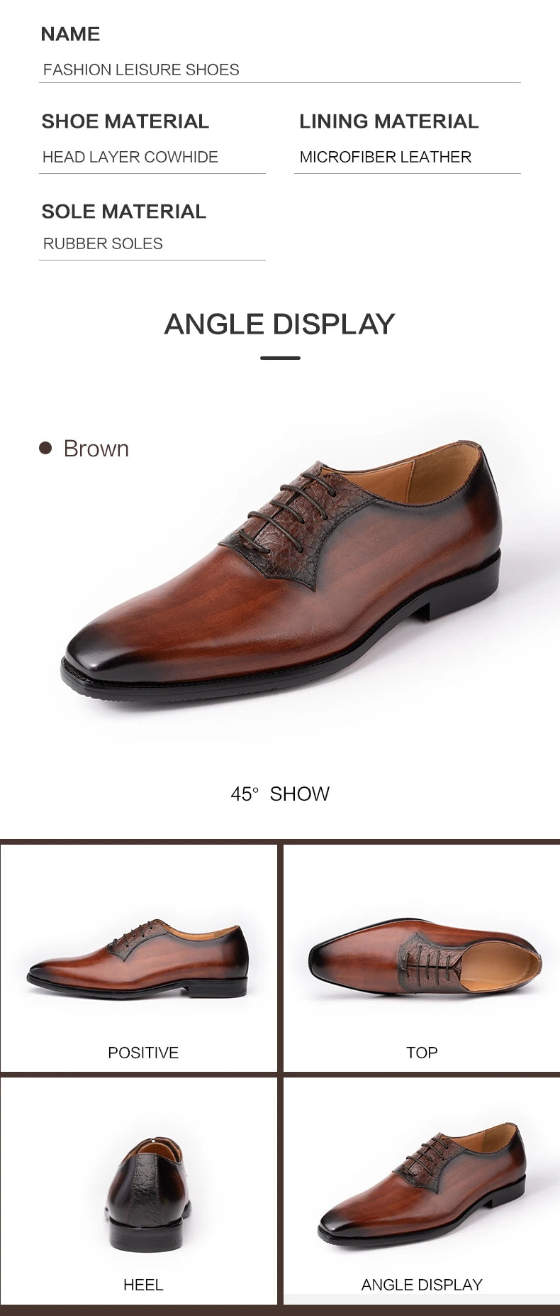 Luxury Mens Oxford Genuine Leather Shoes Business Office Men Wedding Formal Lace Up Dress Shoes