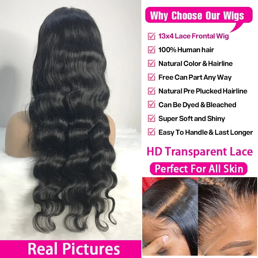 250 Density Body Wave 13x6 Hd Lace Frontal Wig Human Hair 13x4 Hd Pre Plucked Lace Wigs For Women 360 Full Lace Front Hair Wigs
