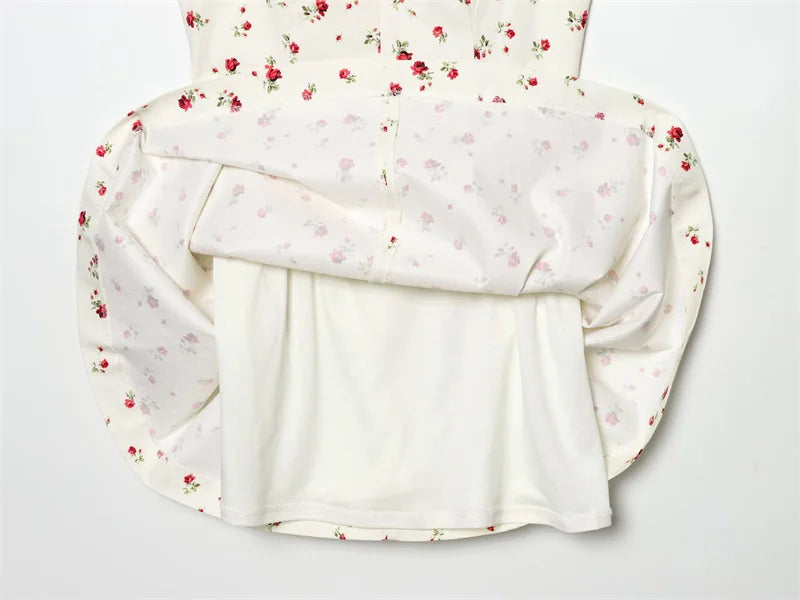 Women's Dress 2026 New Fashion Spring Summer Sleeveless Floral Print Puffy Dress for Women Elegant Chic Female Dress