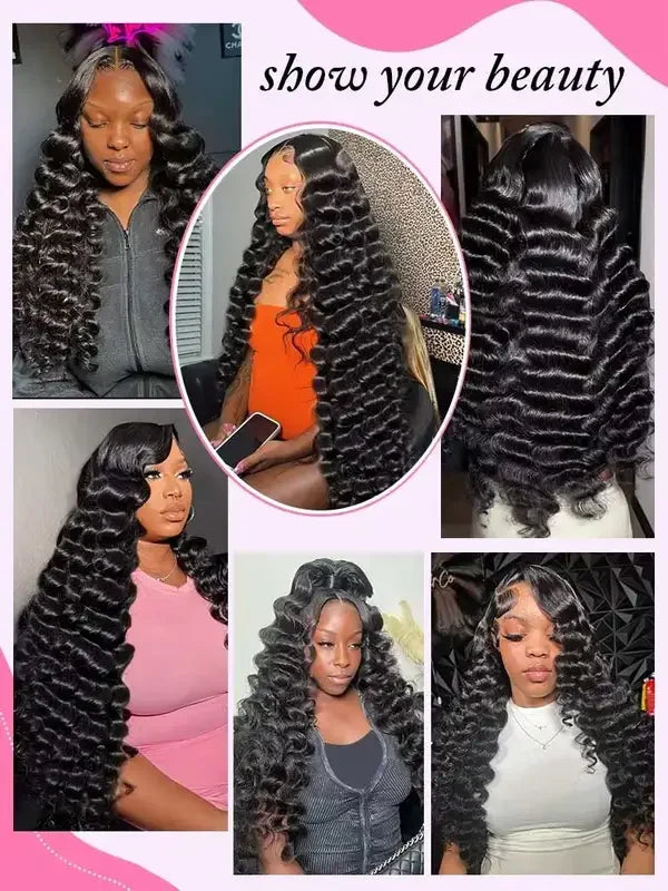 40 42 Inch HD Loose Deep Wave 13x6 Lace Front Human Hair Wigs Brazilian Curly Water Wavy 13x4 Lace Frontal Wigs For Women 250%