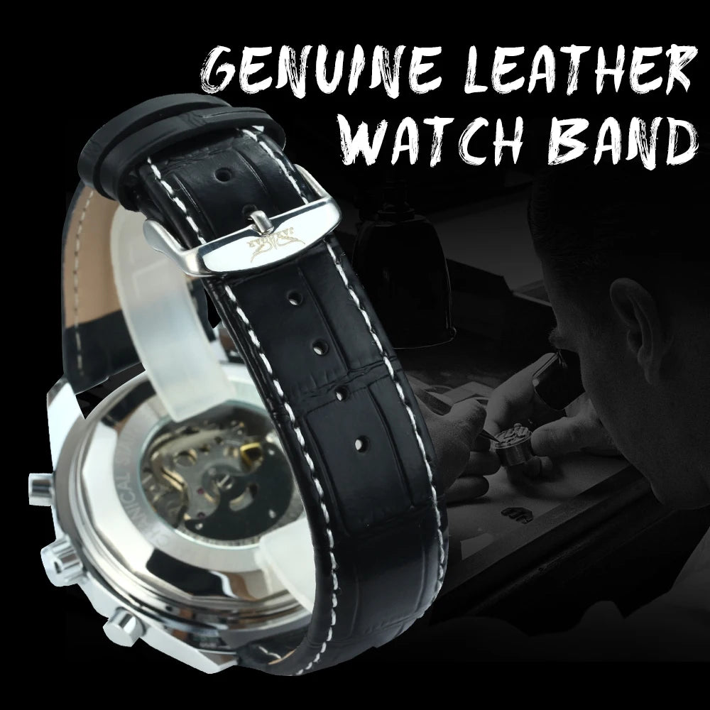 JARAGAR Sports Mens Watches Top Brand Luxury Automatic Mechanical Watch for Men Casual Leather Steel Strap Military Wristwatches