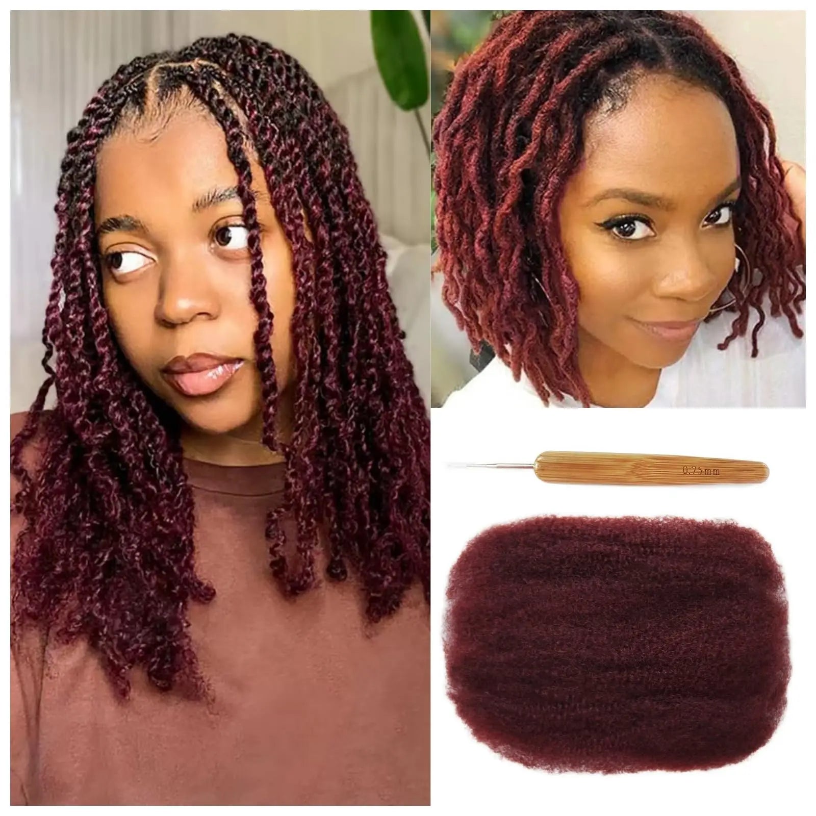 Afro Kinky Curly Braiding Bulk Hair for Braiding Twists Afro Kinky Bulk Hair for Dreadlock Extensions Repair Locs Women