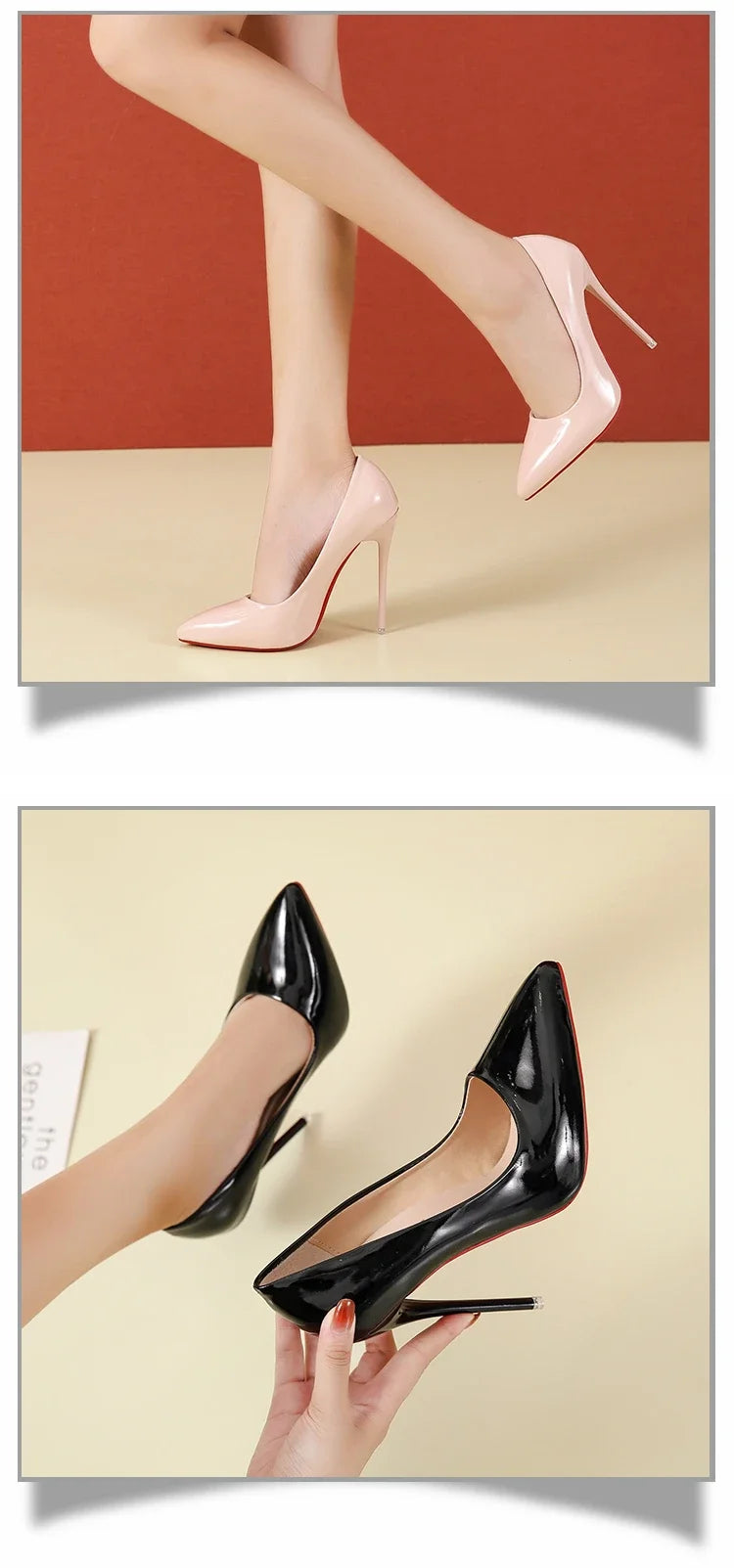 2024 Women Shoes Red High Heels Sexy Pointed Toe 12cm Pumps Wedding Dress Shoes Nude Black Color Red Rubber Bottom High Heels