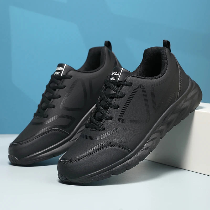 Men's Sports Shoes Leather Lightweight Comfortable Casual Shoes Cushioning Sports Shoes Outdoor Waterproof Walking Shoes for Men