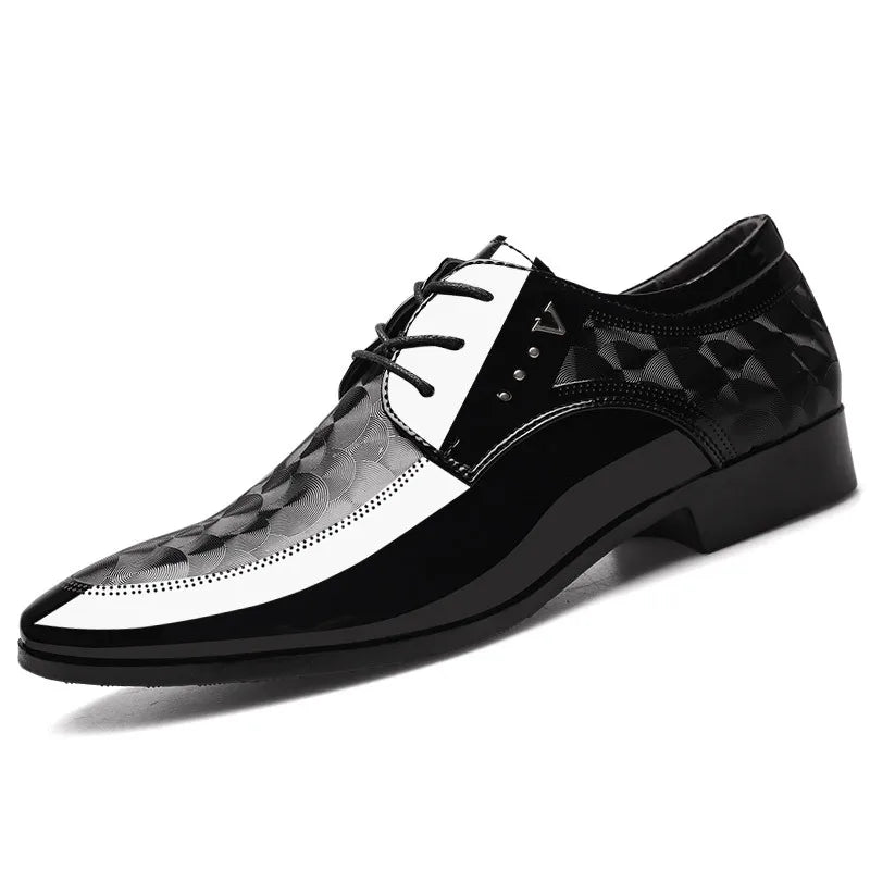 Italian Men's Leather Shoes Point Toe Business Dress Shoes Casual Office Shoe Lace Up Oxfords Luxury Wedding Party Shoes for Men