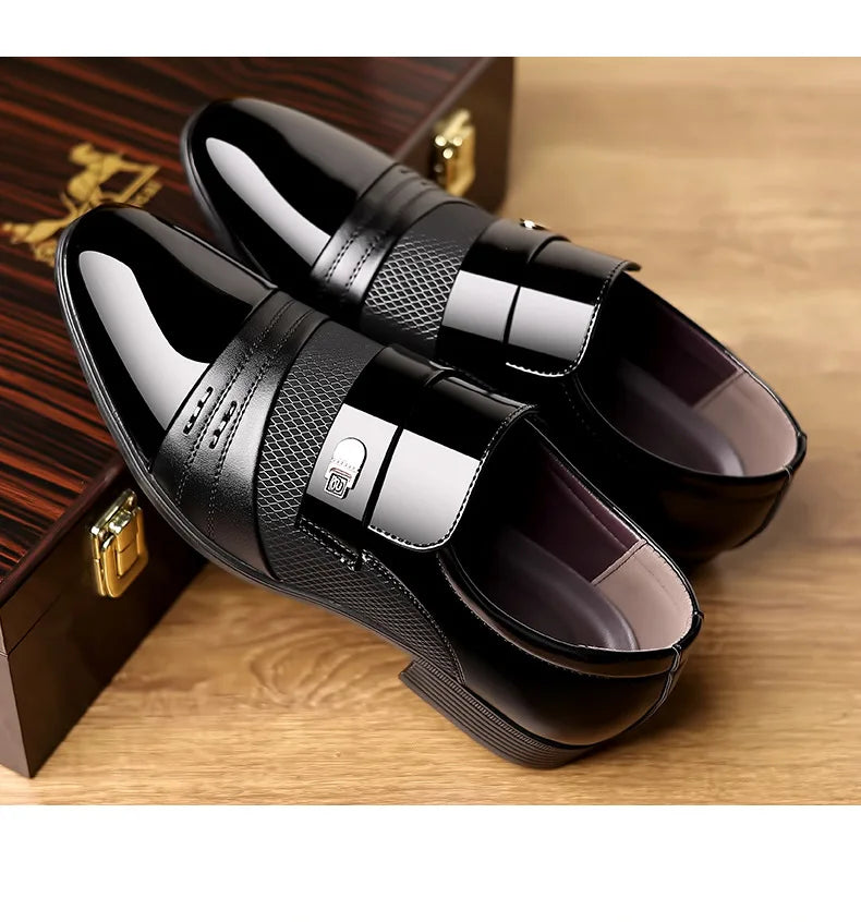 Men's Dress Shoes Pointed Toe Oxfords Classic Business Men Leather Shoes Slip on Wedding Casual Shoes Office Comfortable Loafers