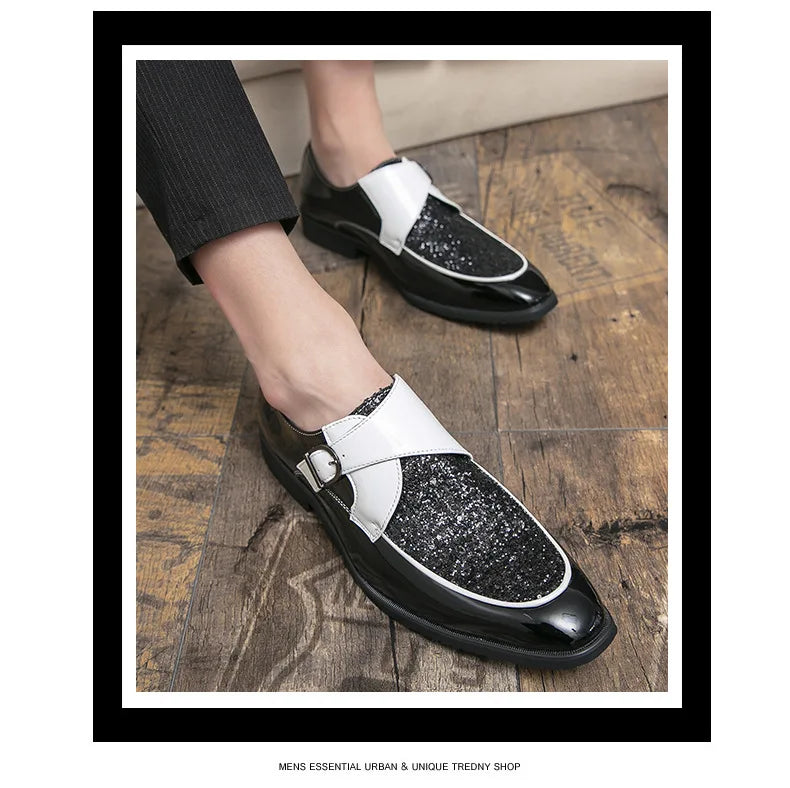 Luxury Men's Leather Shoes High Quality Gold Dress Shoes for Men Italian Brand Oxford Shoes Fashion Big Size Party Wedding Shoe