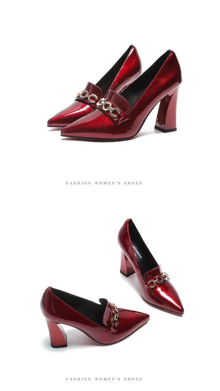 2026 New High Heels Dress Shoes for Women Fashion Pointed Toe Pumps British Style Small Leather Shoes Office Ladies Comfy Pumps