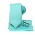 Men's Colorful Polyester Necktie Bowtie Cufflink Brooch Set Sage Green Pink Ties Business Wedding Party Shirt Accessories Gift
