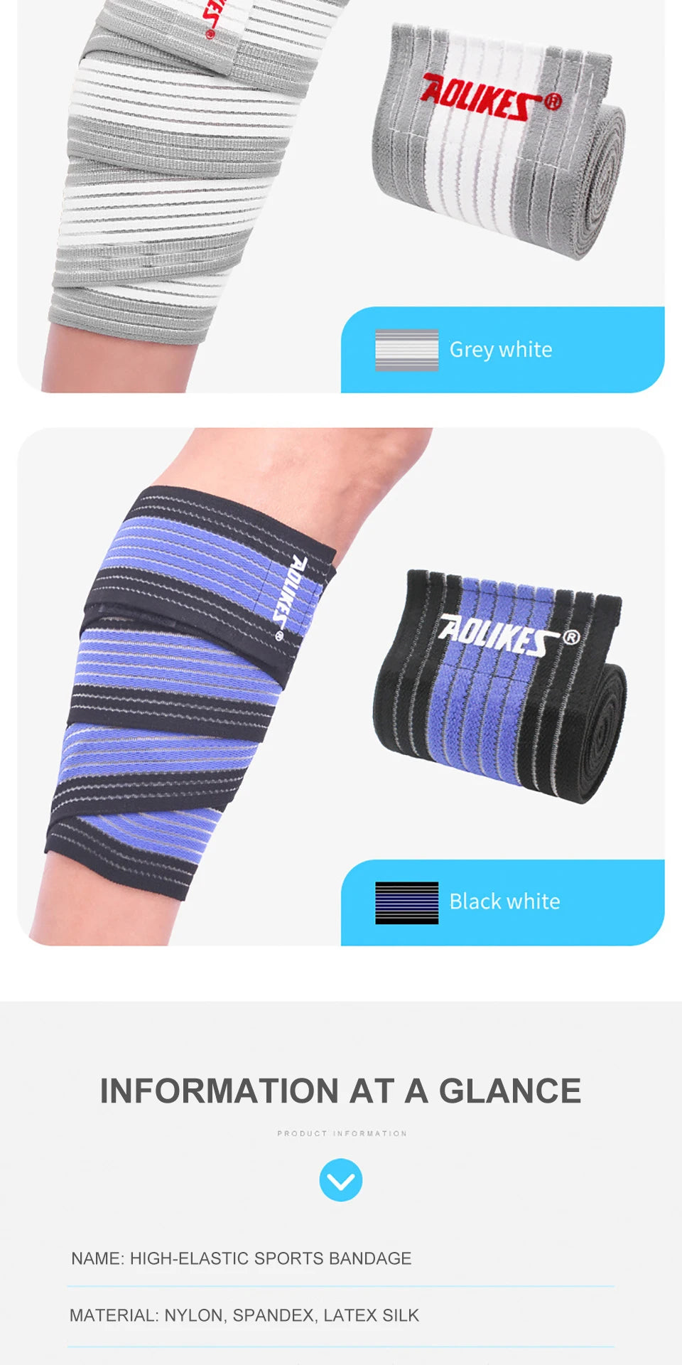 AOLIKES 1PC 40-180CM Elastic Bandage Compression Knee Support Sports Strap Knee Protector Bands Ankle Leg Elbow Wrist Calf Brace