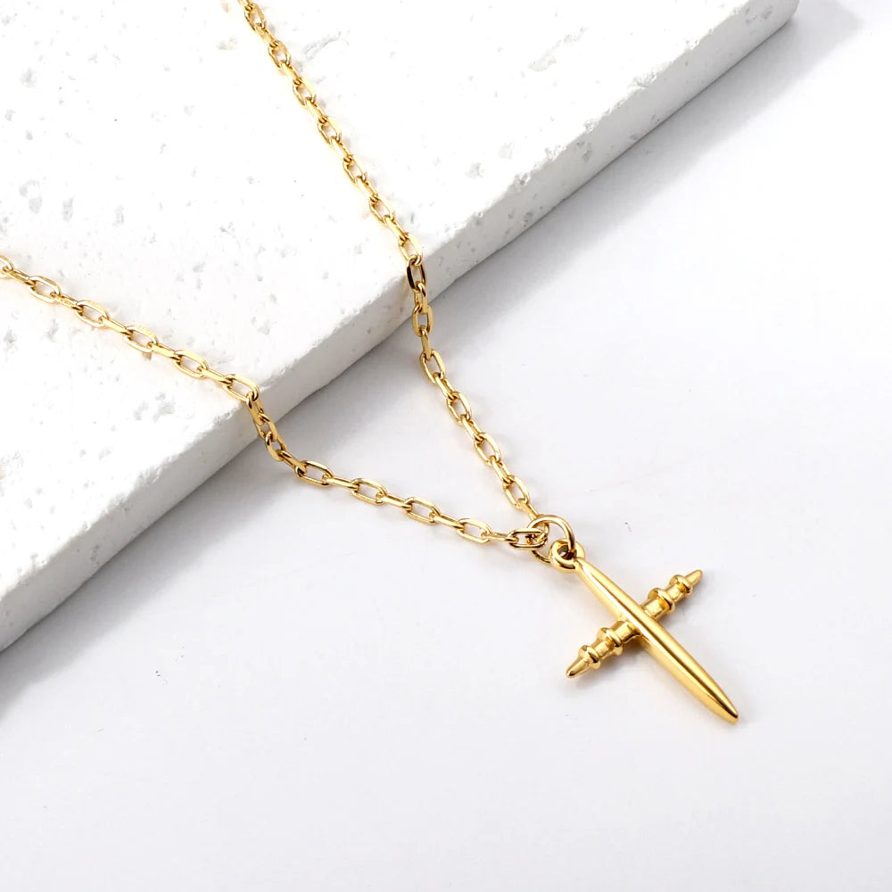 Classic Cross Pendant Necklaces For Women Girls Fashion Gold Plated Stainless Steel O Chain Collares Para Mujer Jewelry Gifts