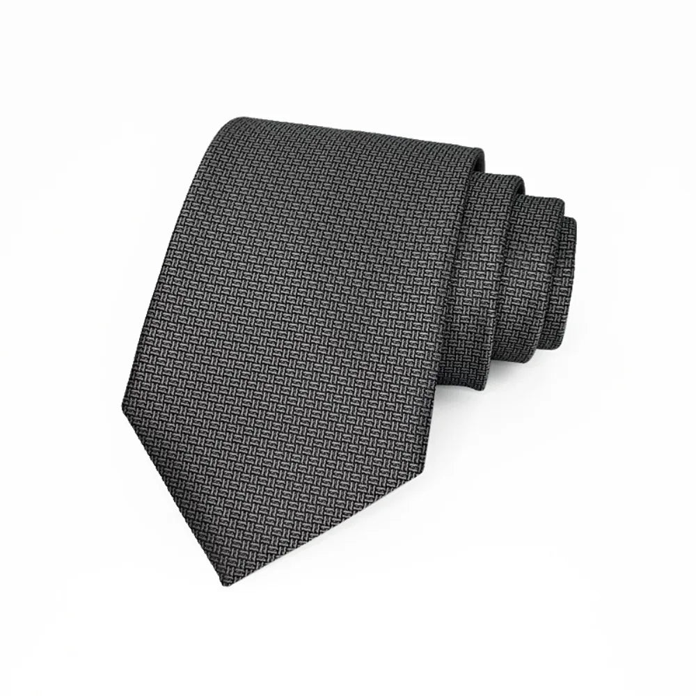 8cm Width Striped Neck Ties Solid Color Trendy Gentlemen Mens Necktie Black Gray Elegant Men's Wedding Tie Clothing Accessories