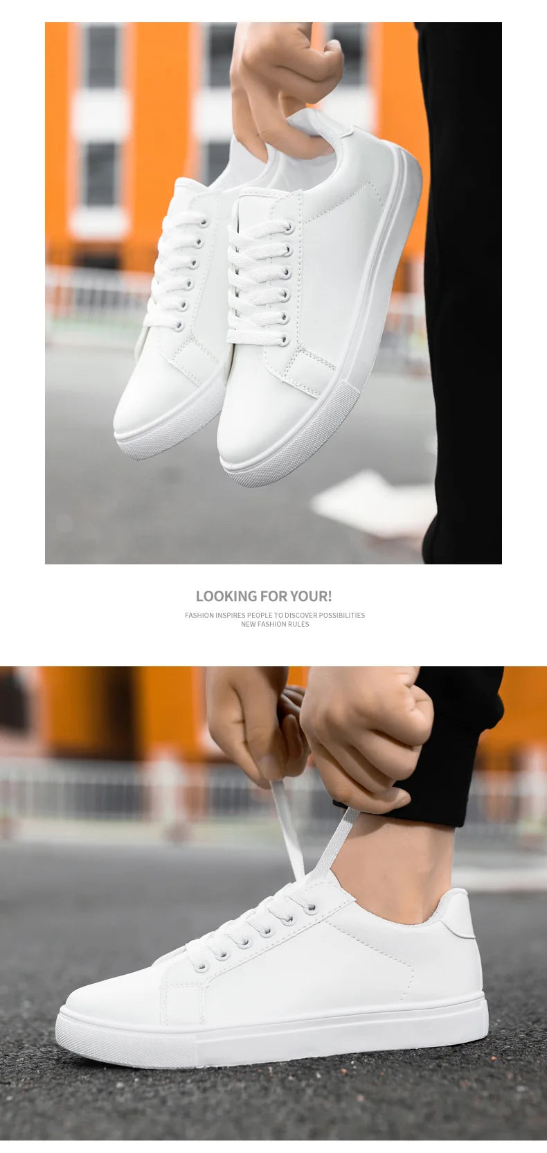 White Black Men Shoes Comfortable Casual Skateboard Shoes Men Solid Leisure Sneakers Lightweight Walking Shoes