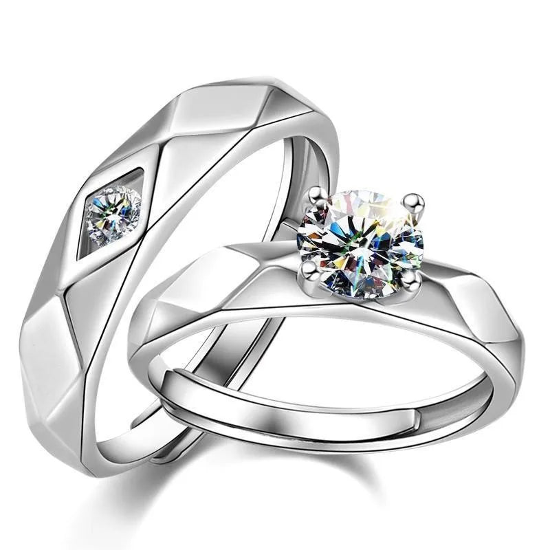 Avenneth New Simple Stainless Steel Geometry Rings Adjustable Couple Open Ring For Women Men Wedding Fashion Jewelry Gifts