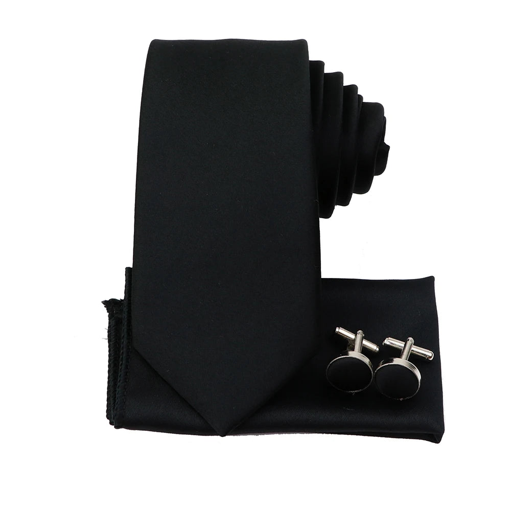 Men's Colorful Polyester Necktie Bowtie Cufflink Brooch Set Sage Green Pink Ties Business Wedding Party Shirt Accessories Gift