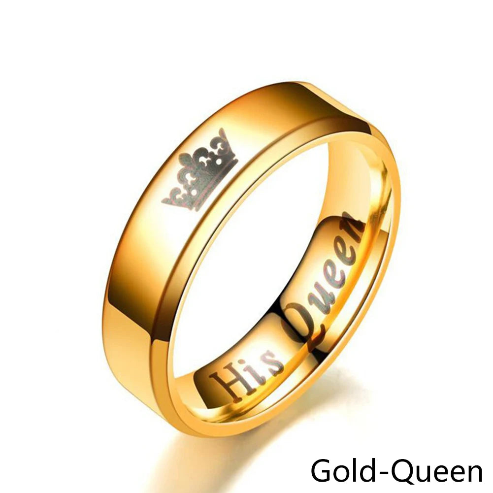 6mm Fashion Stainless Steel Ring His Queen Her King Couple Black Crown Couple Jewelry Anniversary Valentine's Day Gifts