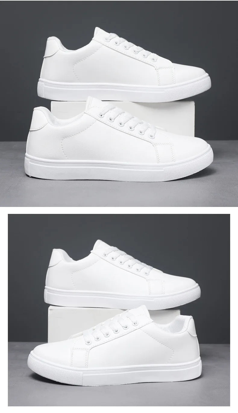 White Black Men Shoes Comfortable Casual Skateboard Shoes Men Solid Leisure Sneakers Lightweight Walking Shoes