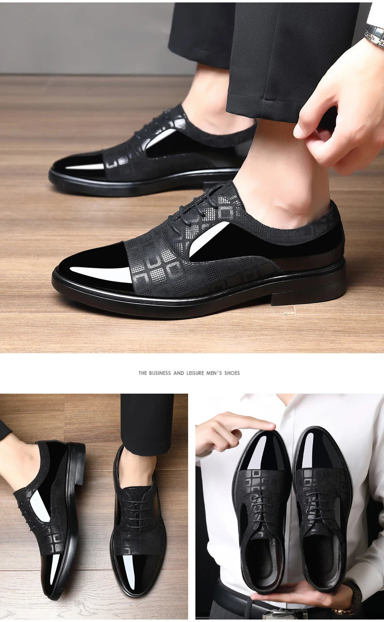 Luxury Dress Shoes for Men 2025 Spring Autumn Fashion Formal Suit Shoes Man Brand PU Leather Wedding Party Style Susiness Shoes