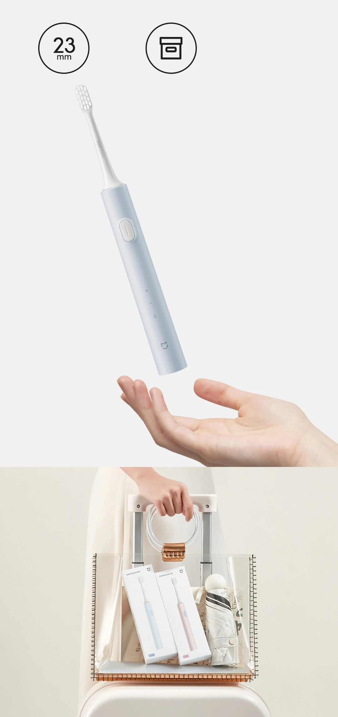 MIJIA T200/T200C Sonic Electric Toothbrush,USB‑C 25 Day Battery,IPX7 Waterproof,2 Mode,2 Brush Heads,Whitening Toothbrush