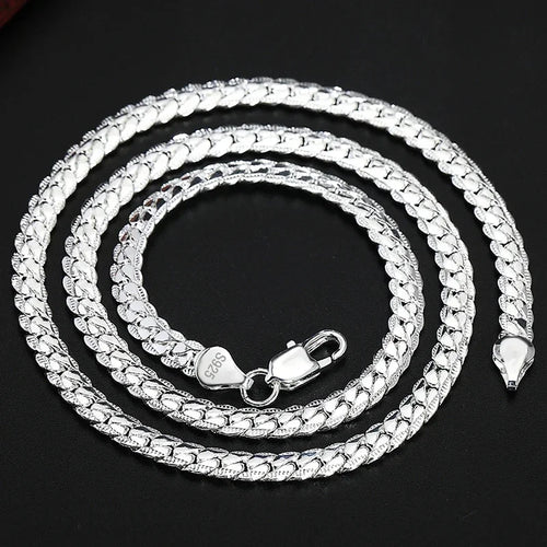 925 Sterling Silver 18K Gold Full Sideways Figaro Chain Necklace For Woman Man Fashion Wedding Engagement Jewelry Gifts