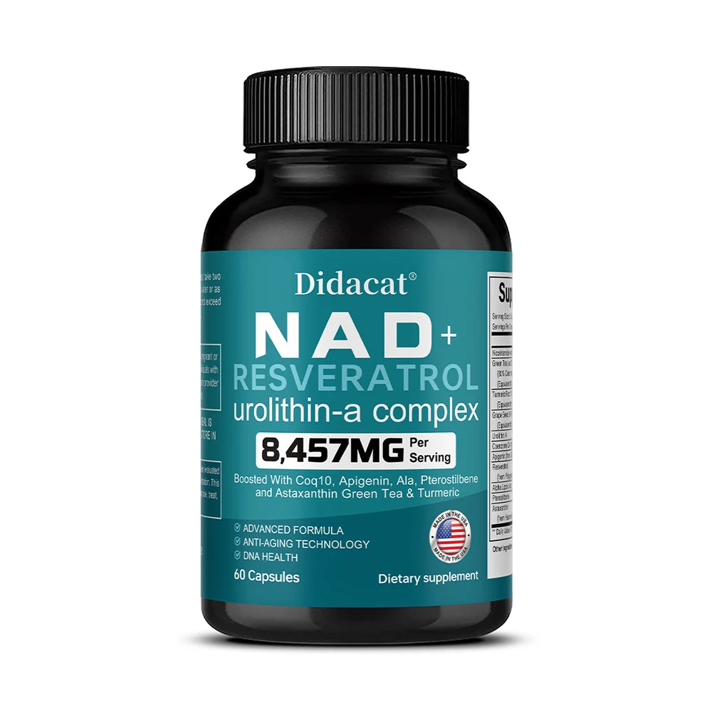 NAD + Resveratrol - Anti-aging, Helps Boost Energy, Promotes Cell and Skin Health, Neuroprotection and Sleep Improvement