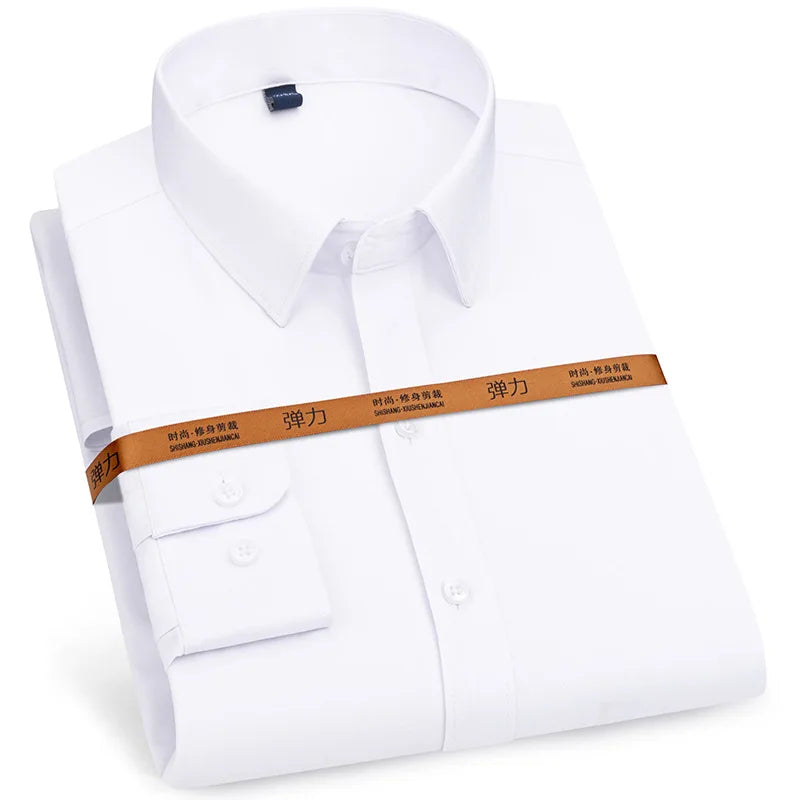 New men's dress shirt long sleeve thin free ironing business casual slim-fit fashion breathable high quality solid color