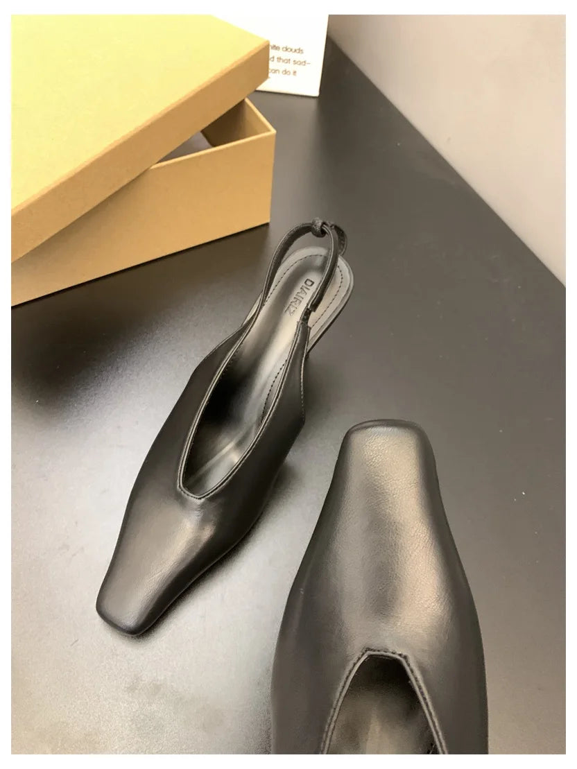 2026 New Spring Women Sandals Fashion Thin High Heels Pumps Square Toe Shallow Women's Shoes For Party Dress Mules Zapatos Mujer