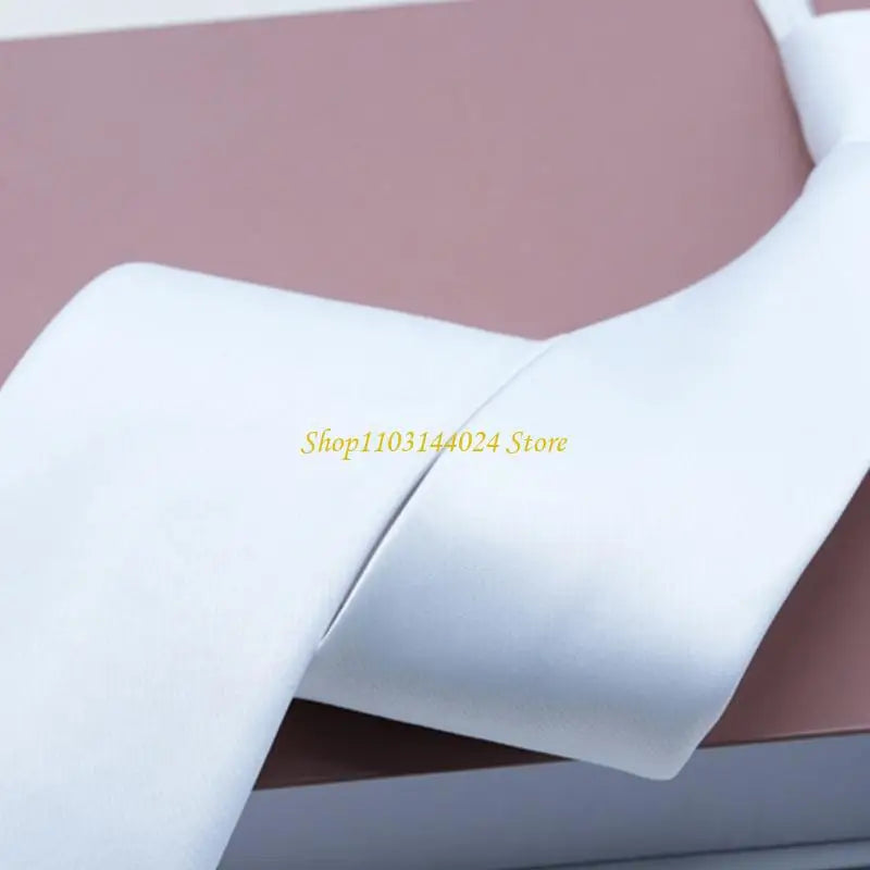 N5KE Color White Neck Tie for Men Women Children Graffiti for Father's Day Decoration Necktie Adjustable Zippered Ties