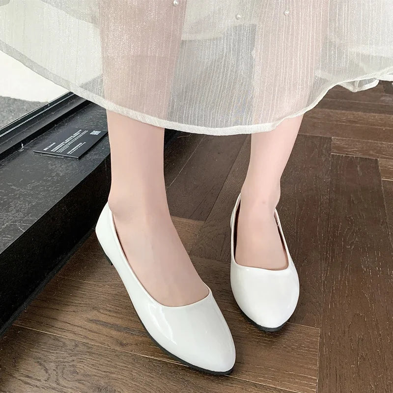 Women's Formal Uniform Shoes Spring Autumn Black Versatile Flat Shoes Women Causal Loafers Non-slip Ladies Ballet Leather Shoes