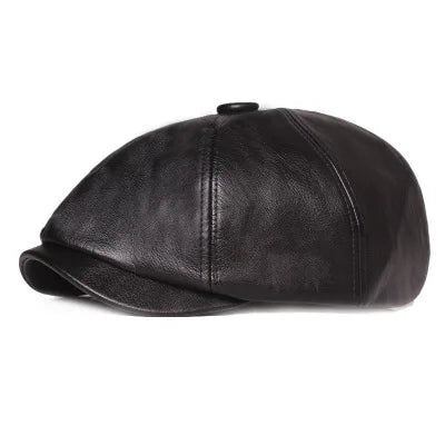 1 Pcs PU Leather Women Hat 2023 New Fashion Street French Artist Warm Beanie Cap Autumn Winter Retro Solid Color Black Beret