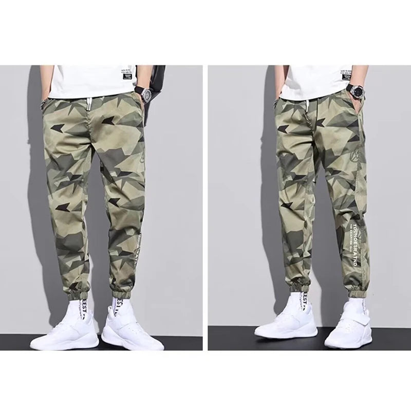 Men's Lightweight Hiking Climbing Pants Trend Camouflage Outdoor Sports Trousers Baggy Bound Feet Designer Casual Street Pants
