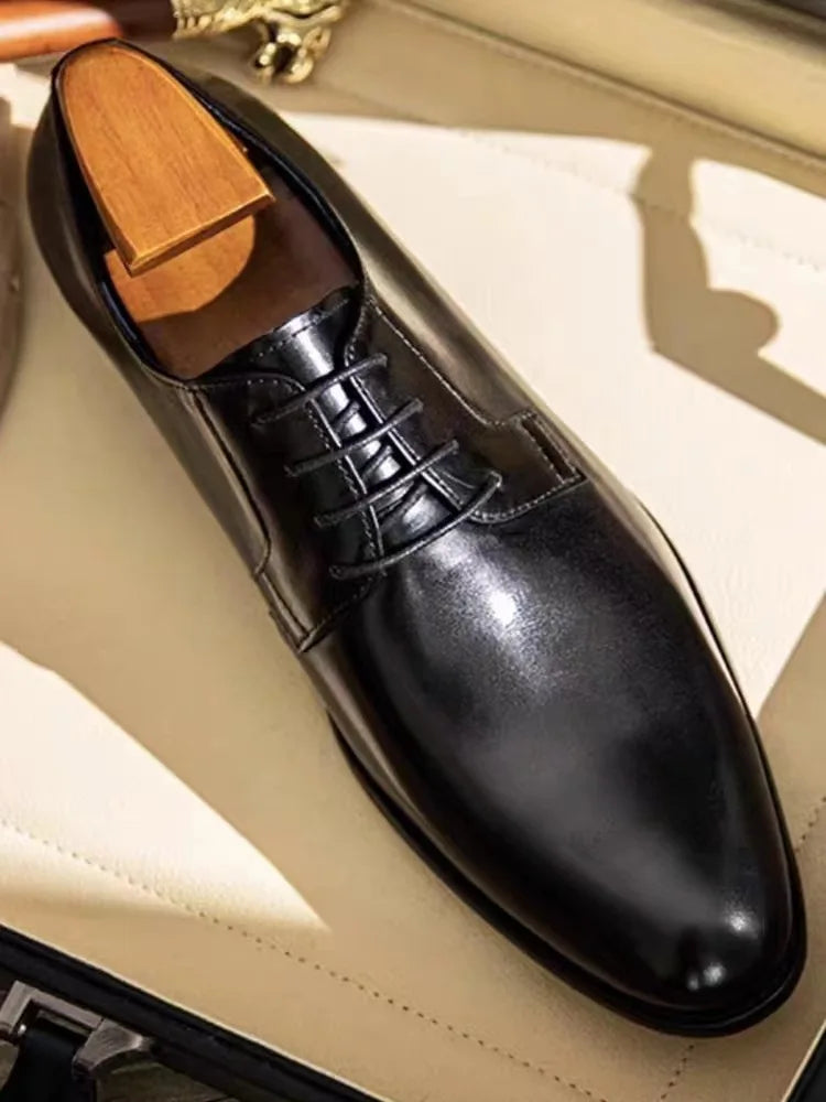 Leather Shoes for Men Luxury Business Men's Shoes High Quality Casual Oxford Dress Shoes Male Lace-Up Office Wedding Formal Shoe