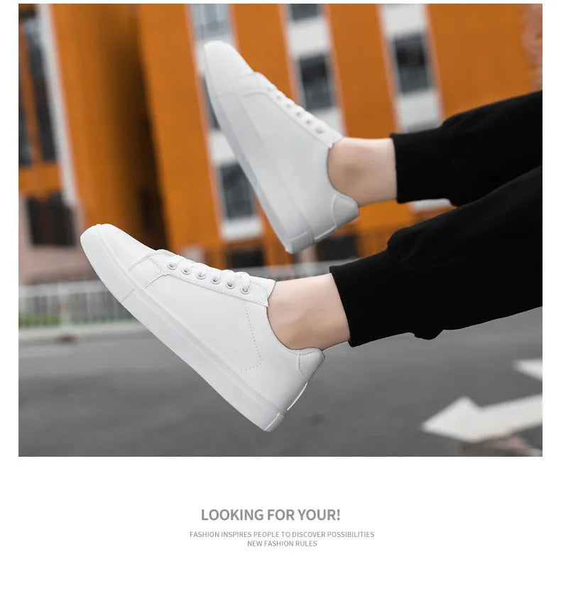 White Black Men Shoes Comfortable Casual Skateboard Shoes Men Solid Leisure Sneakers Lightweight Walking Shoes