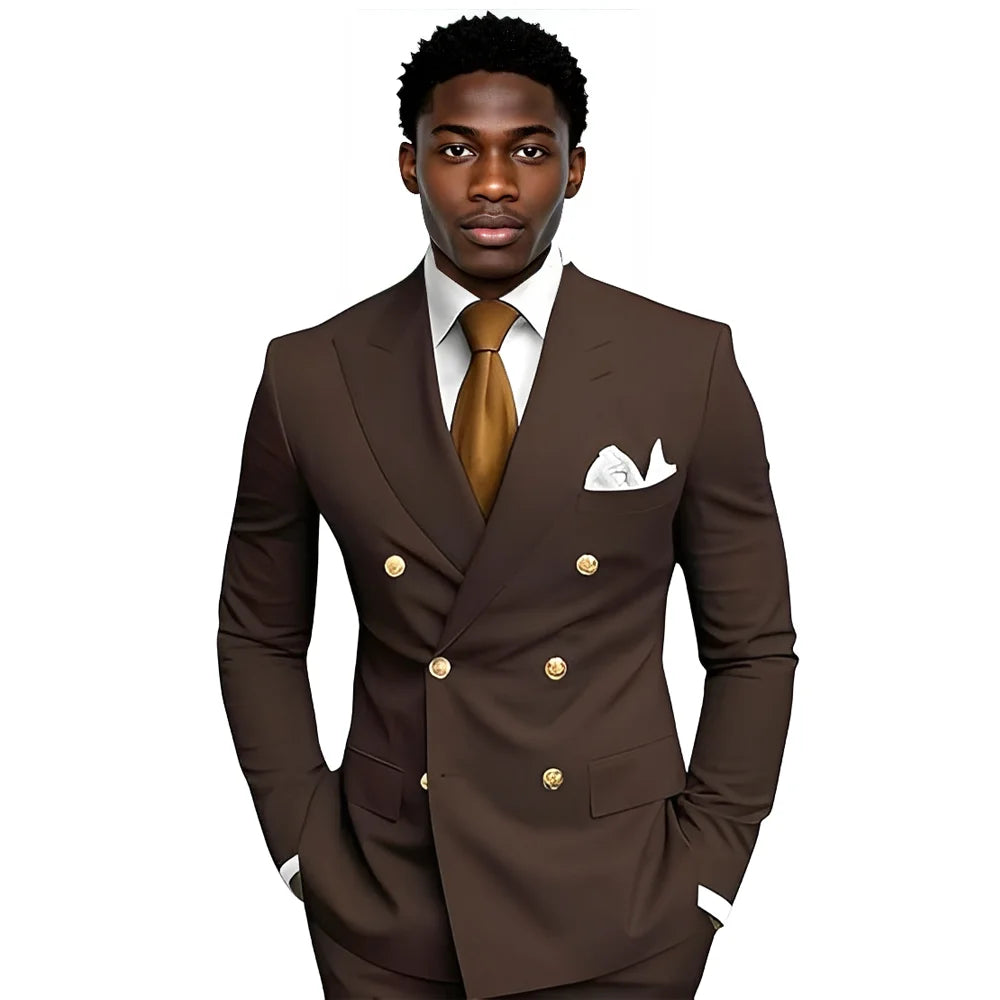 Business Men's Suit 2-piece Double-breasted Blazer Pants Wedding Groom's Tuxedo Gentleman's Evening Dress Tailor-made Mens Suits